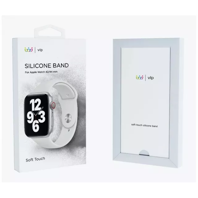 Ремешок силиконовый VLP Silicone Band Soft Touch для Apple Watch 42/44 mm, белый