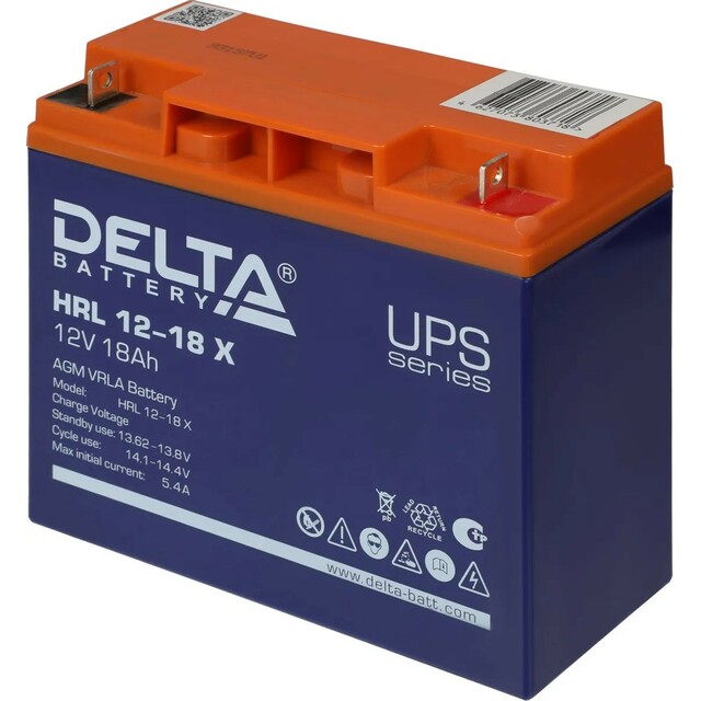 Батарея для ИБП Delta BATTERY HRL 12-18 X 12В 18Ач Батарея для ИБП Delta BATTERY HRL 12-18 X 12В 18Ач