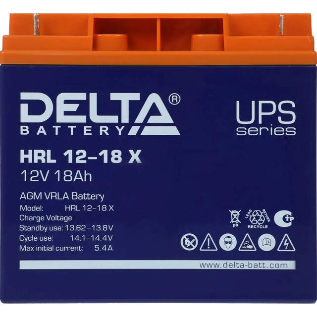 Батарея для ИБП Delta BATTERY HRL 12-18 X 12В 18Ач Батарея для ИБП Delta BATTERY HRL 12-18 X 12В 18Ач
