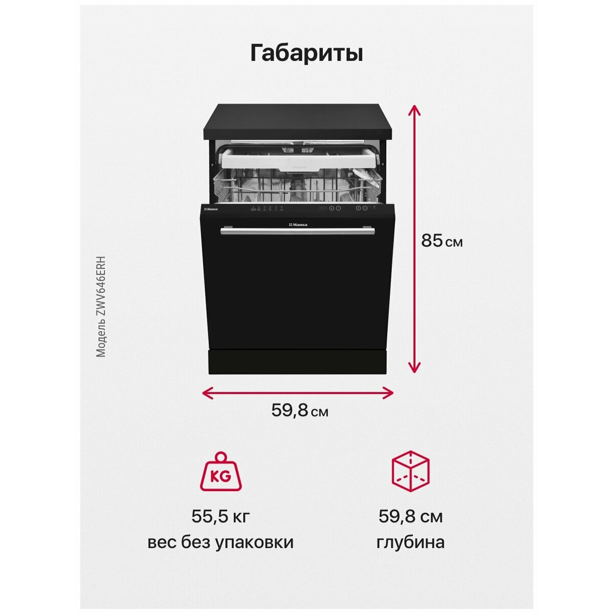 Посудомоечная машина Hansa ZWV646ERH, черный