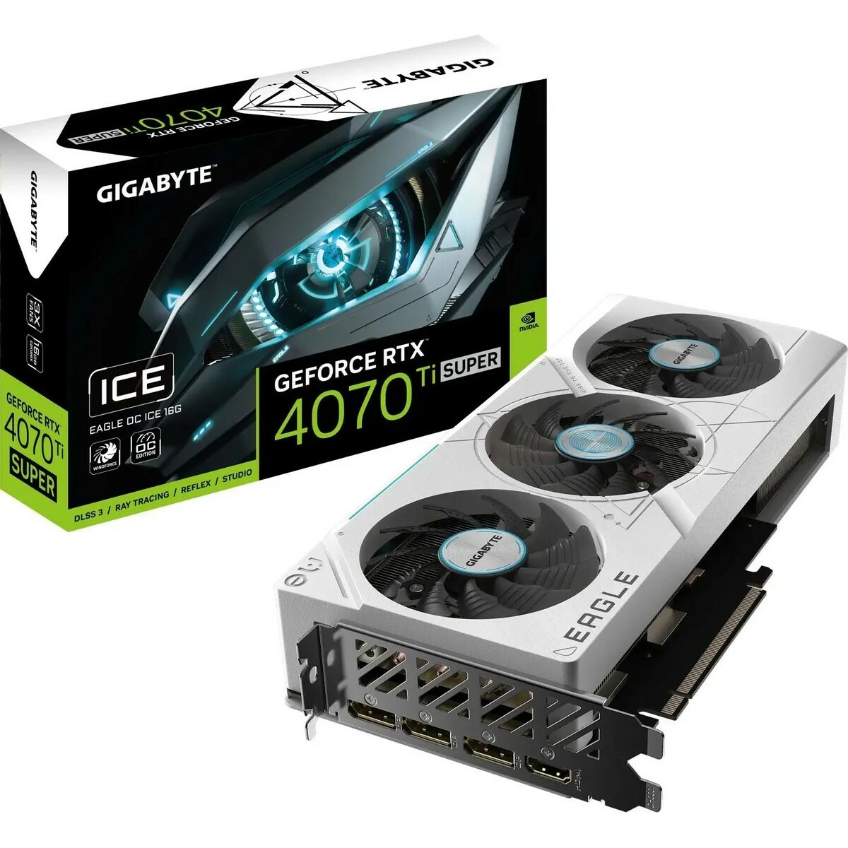 Видеокарта GIGABYTE GeForce RTX 4070 Ti Super EAGLE OC ICE 16G (GV-N407TSEAGLEOC ICE-16GD)