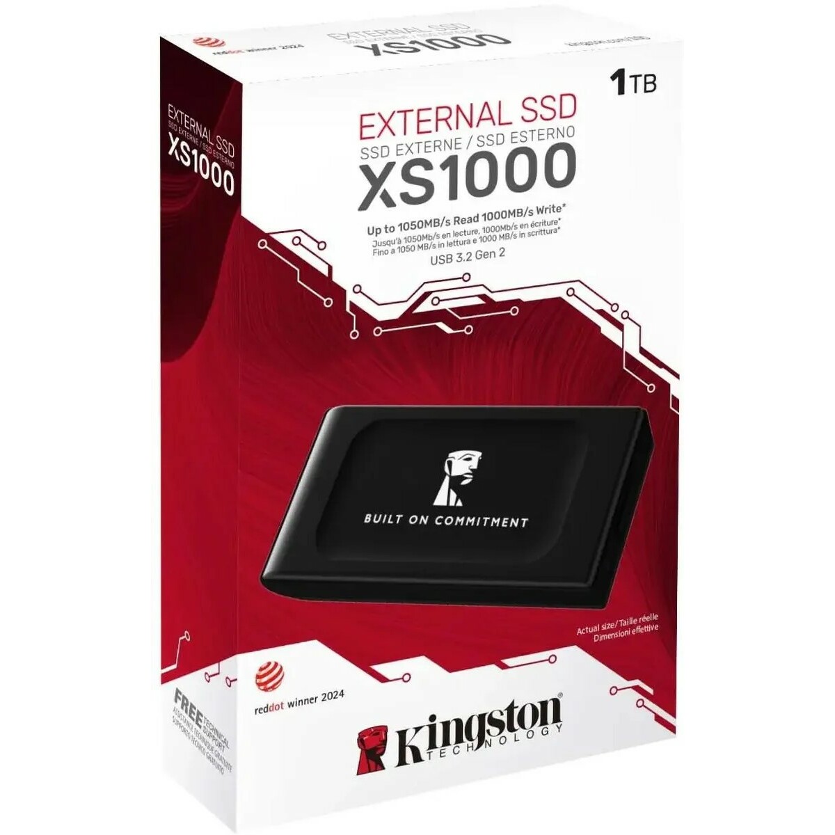 Накопитель SSD Kingston USB3.2 Gen2 1TB SXS1000/1000GA, черный