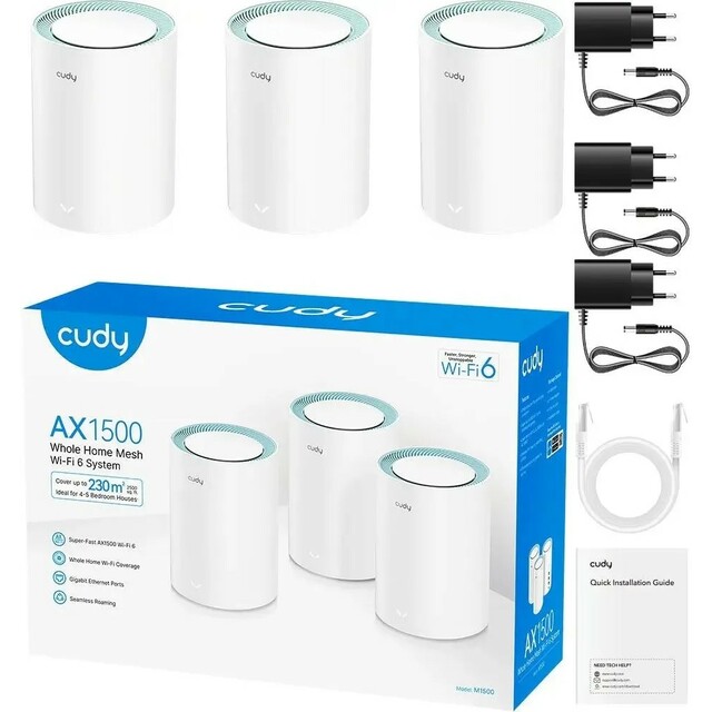 Бесшовный Mesh роутер Cudy M1500 (M1500(3-PACK)) Бесшовный Mesh роутер Cudy M1500 (M1500(3-PACK))