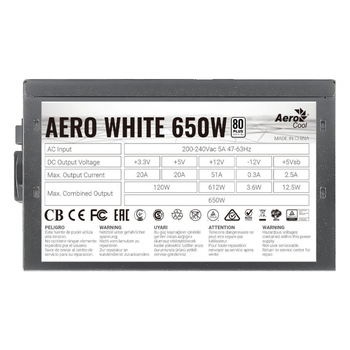 Блок питания Aerocool ATX 650W Aero White