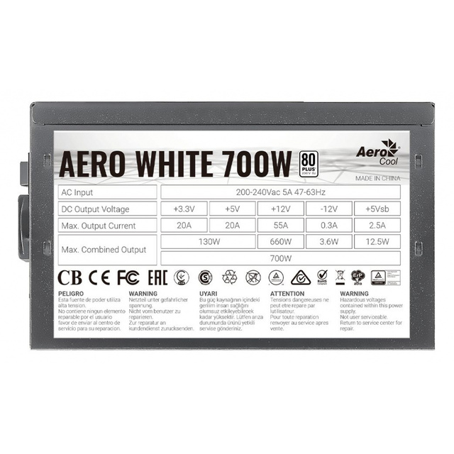 Блок питания Aerocool ATX 700W Aero, белый