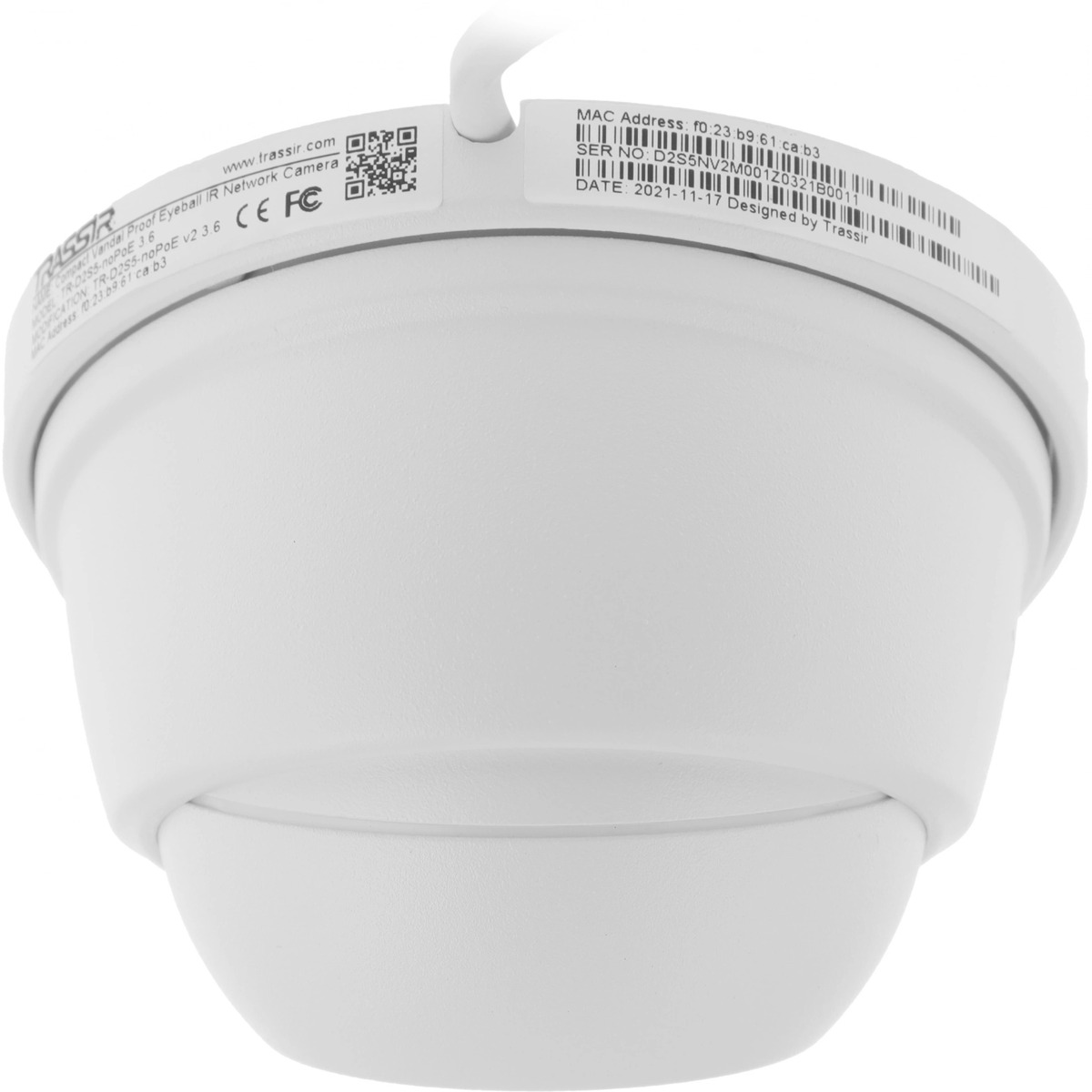 Видеокамера IP Trassir TR-D2S5-noPoE v2, белый