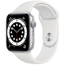 Умные часы Apple Watch Series 6 GPS 44mm Aluminum Case with Sport Band (Цвет: Silver/White)