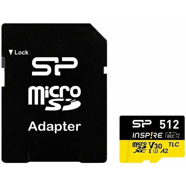 Карта памяти microSDXC 512GB Silicon Power SP512GBSTXLA2V1NSP Inspire V10 A2 w / o adapter, черный
