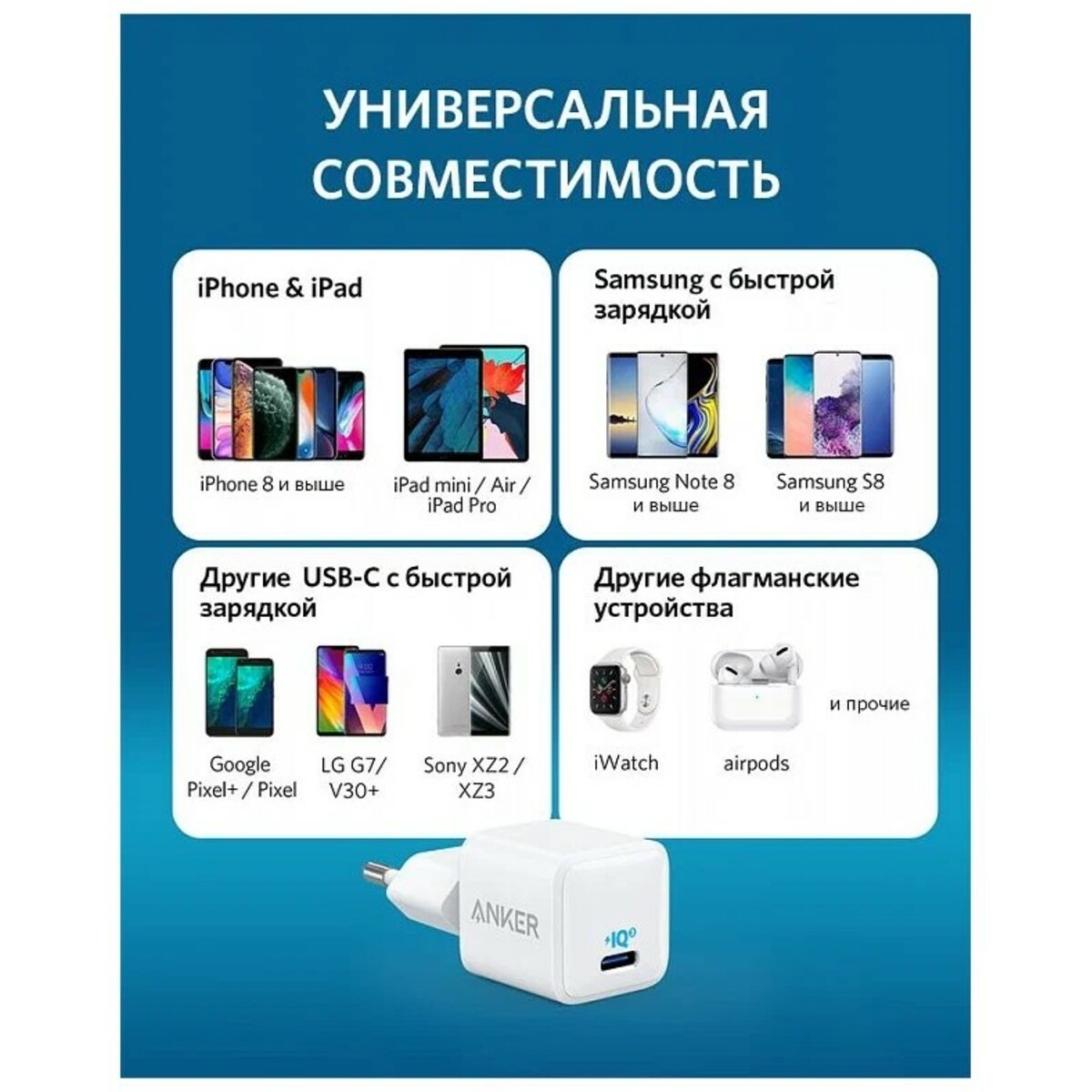 СЗУ Anker Power Port III Nano 20W Fast Charging Type-C, белый