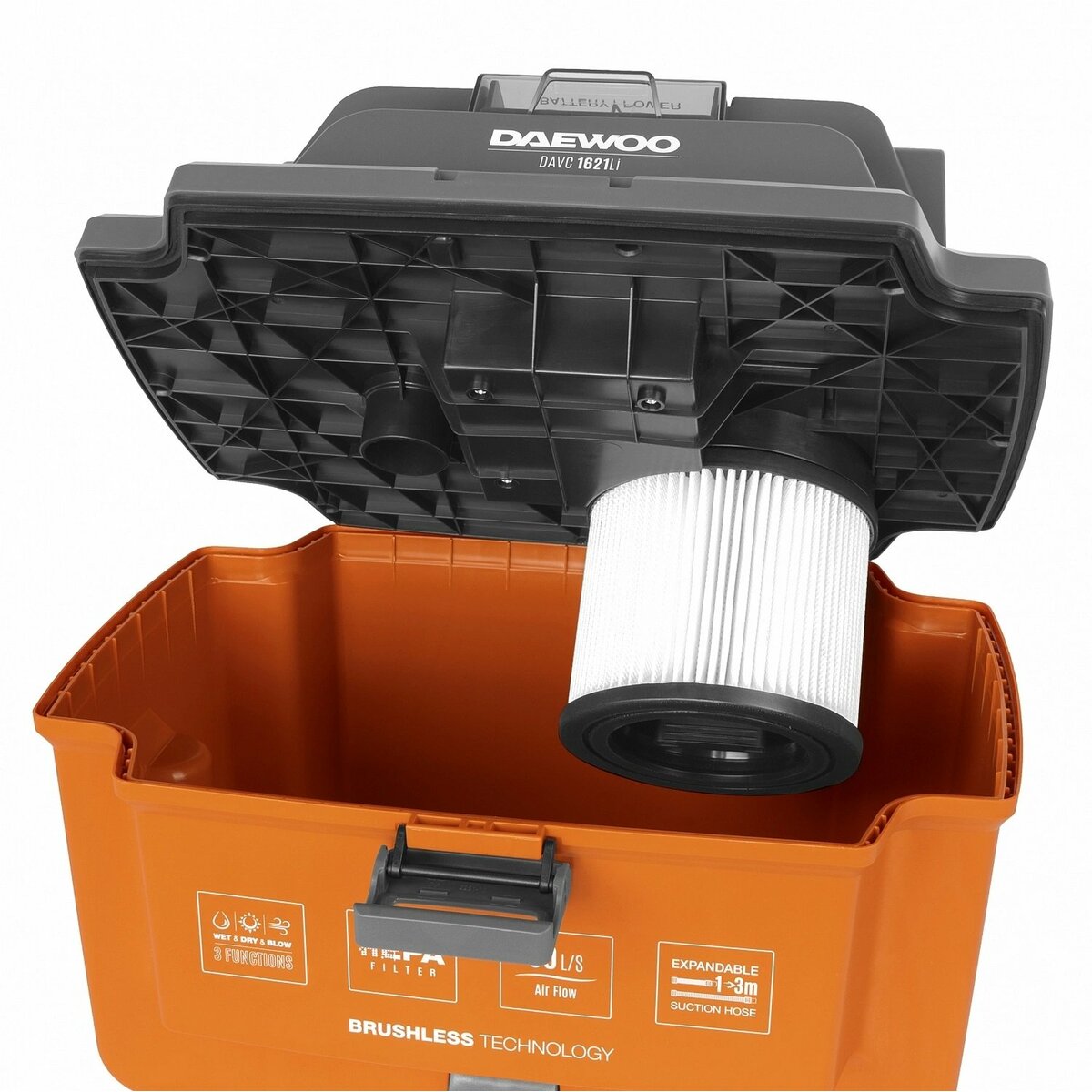 Строительный пылесос Daewoo DAVC 1621Li SET (Цвет: Orange)