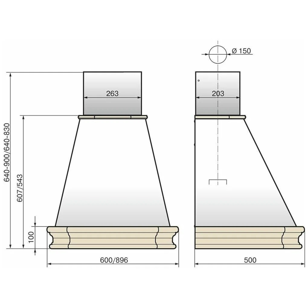 Вытяжка каминная Elikor Пергола 60П-650-П3Л (Цвет: Beige)