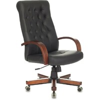 Кресло руководителя Бюрократ T-9928WALNUT/ECO, черный 