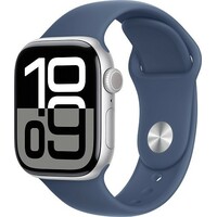 Умные часы Apple Watch Series 10 42mm Aluminum Case with Sport Band S/M (Цвет: Silver/Denim)