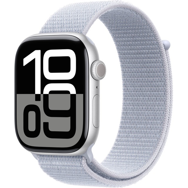 Умные часы Apple Watch Series 10 46mm Aluminum Case with Sport Loop (Цвет: Silver / Blue)