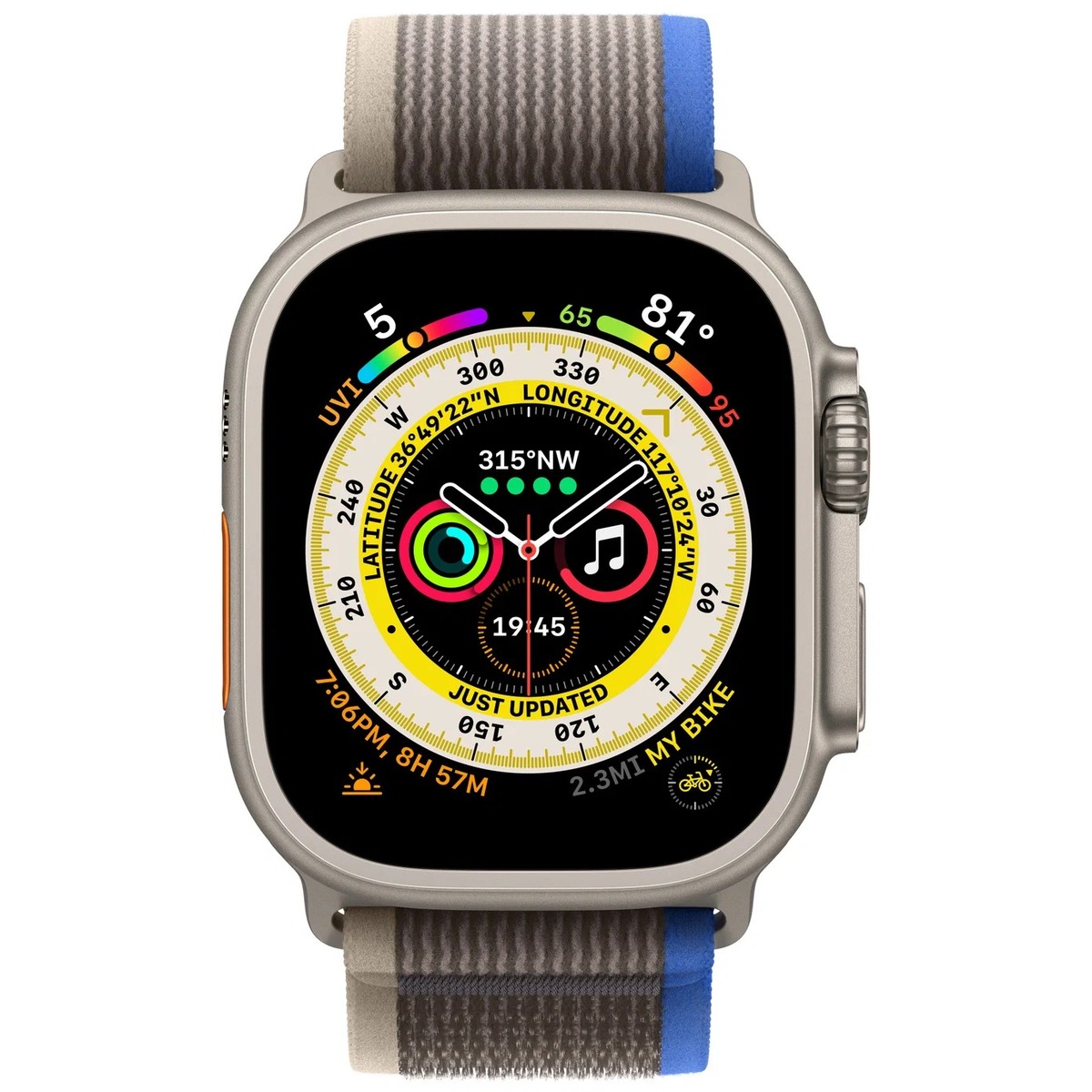 Умные часы Apple Watch Ultra 49mm Titanium Case with Trail Loop S / M (Цвет: Blue / Gray)