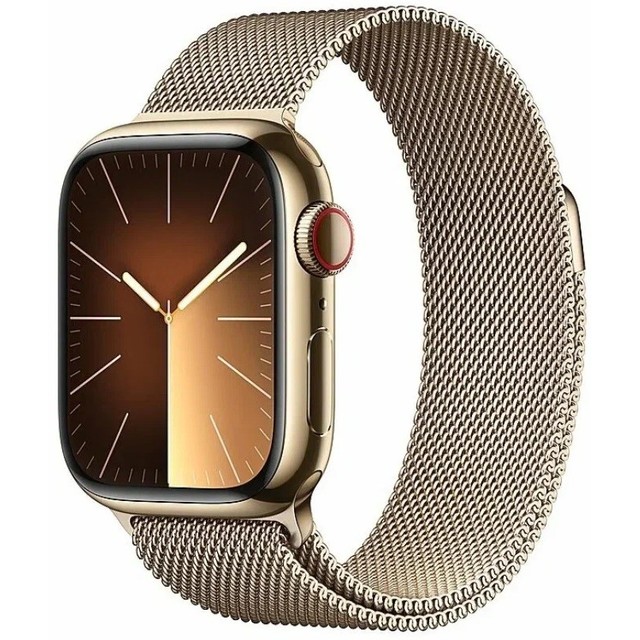 Умные часы Apple Watch Series 9 45mm Cellular Stainless Steel Case with Milanese Loop (Цвет: Gold)