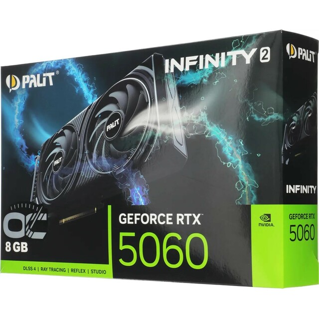 Видеокарта Palit GeForce RTX 5060 INFINITY 2 OC 8Gb (NE75060V19P1-GB2063L) Видеокарта Palit GeForce RTX 5060 INFINITY 2 OC 8Gb (NE75060V19P1-GB2063L)
