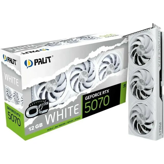 Видеокарта Palit GeForce RTX 5070 WHITE OC 12Gb (NE75070U19K9-GB2050W) Видеокарта Palit GeForce RTX 5070 WHITE OC 12Gb (NE75070U19K9-GB2050W)