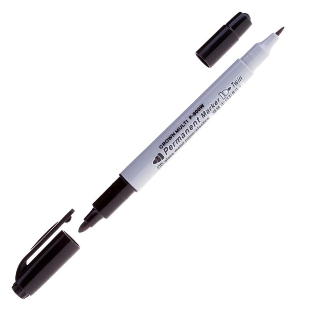 Маркер перманентный двухсторонний Multi Marker Twin 2мм/1мм Crown Б0048242 (Цвет: Black)