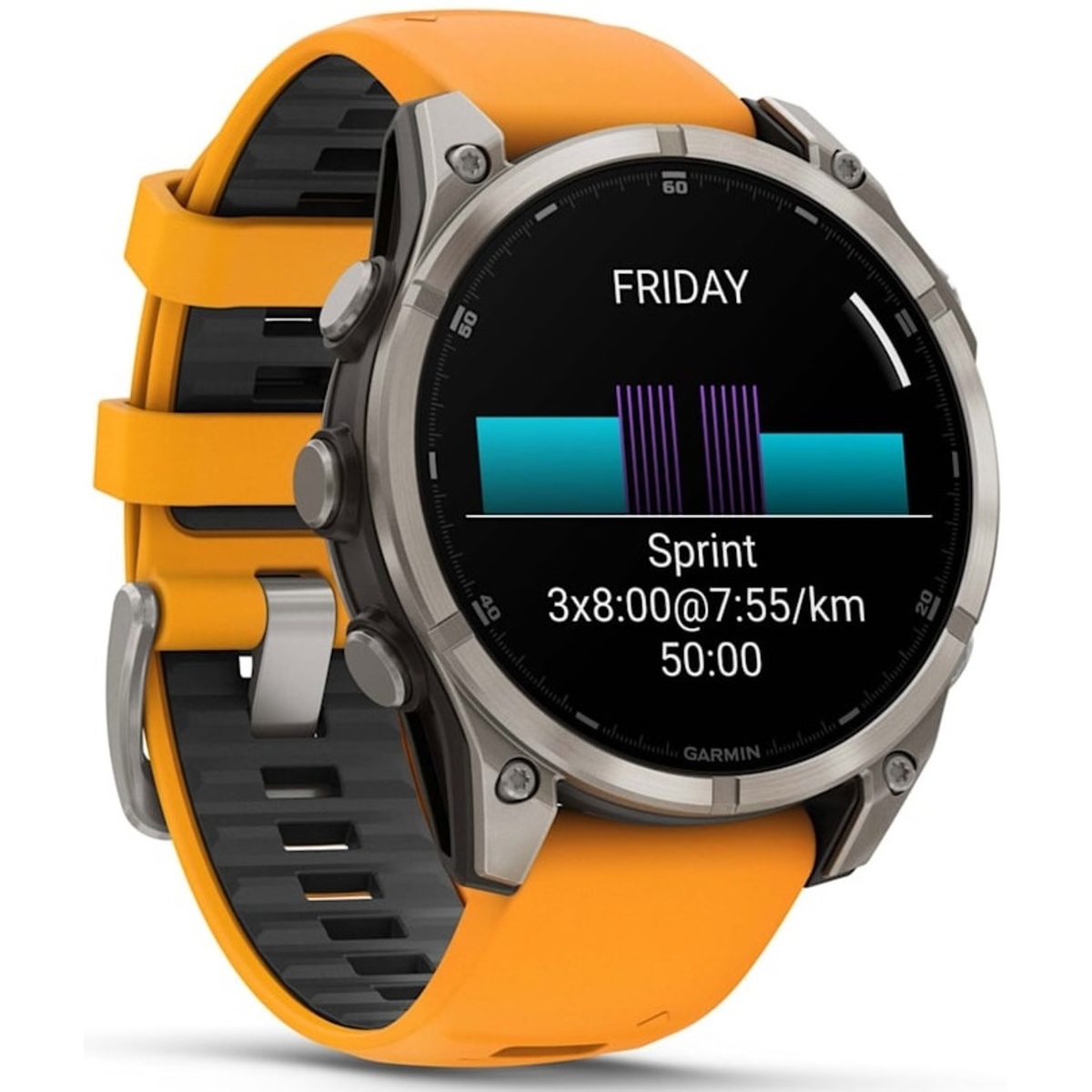 Умные часы Garmin Fenix 8 47mm Amoled Sapphire Graphite DLC (Цвет: Titanium Spark / Orange)