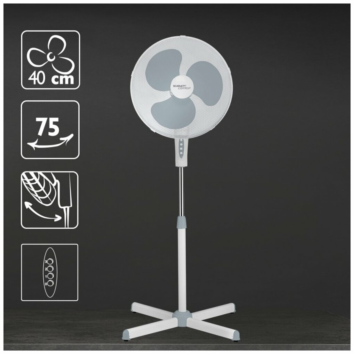 Вентилятор напольный Scarlett SC-SF111B01 (Цвет: White)