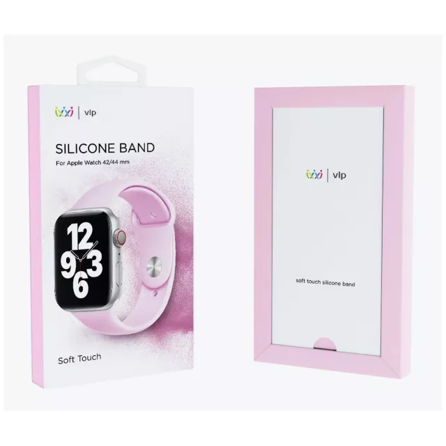 Ремешок силиконовый VLP Silicone Band Soft Touch для Apple Watch 42/44 mm (Цвет: Pink)