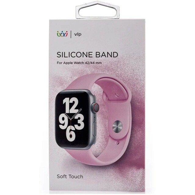 Ремешок силиконовый VLP Silicone Band Soft Touch для Apple Watch 42/44 mm (Цвет: Pink)