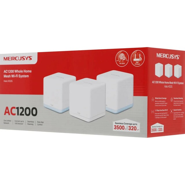 Бесшовный Mesh роутер Mercusys Halo H32G(3-pack)