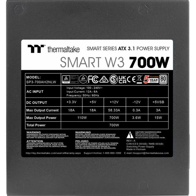 Блок питания Thermaltake ATX 700W Smart W3 