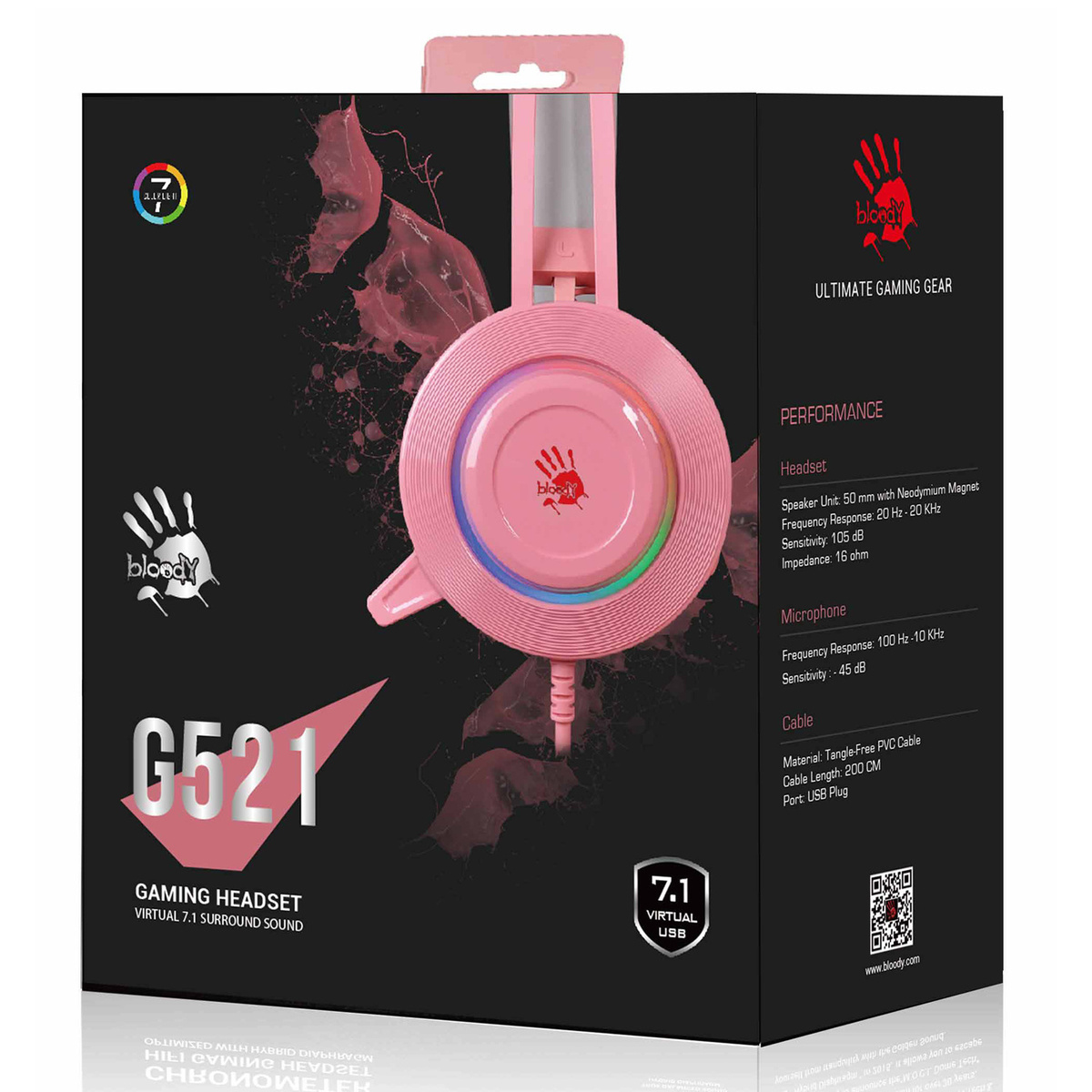 Компьютерная гарнитура A4 Bloody G521 (Цвет: Pink)