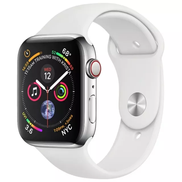 Умные часы Apple Watch Series 4 GPS + Cellular 40mm Stainless Steel Case with Sport Band (Цвет: White)