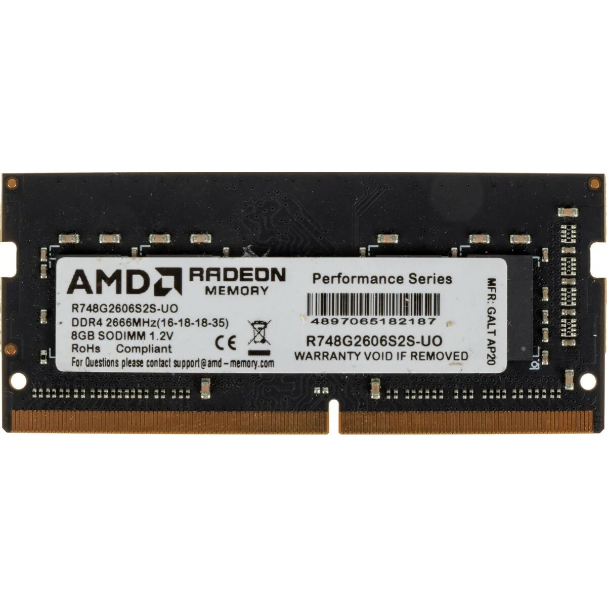 Память DDR4 8Gb 2666MHz AMD R748G2606S2S-UO SO-DIMM OEM