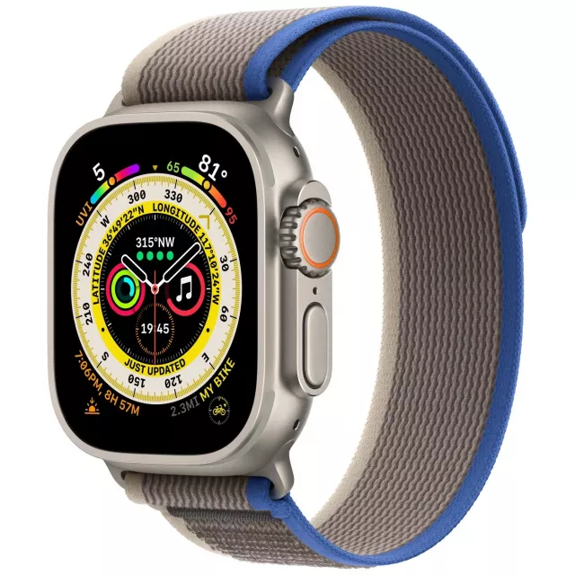 Apple Watch Ultra 49mm Titanium Case with Trail Loop M/L (Цвет: Blue/Gray)