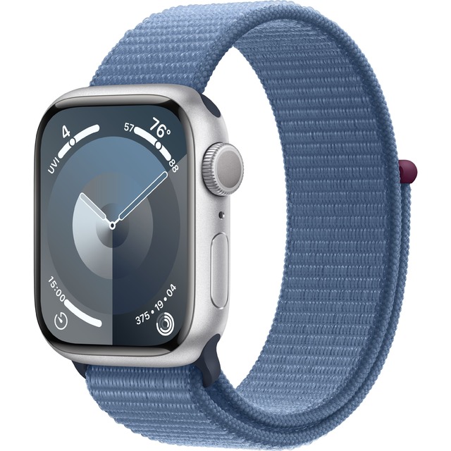 Умные часы Apple Watch Series 9 45mm Aluminum Case with Sport Loop (Цвет: Silver/Blue)