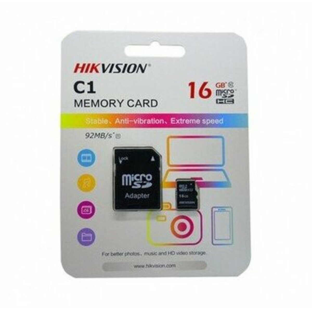 Карта памяти MicroSFXC Hikvision C1 HS-TF-C1 Class 10 16Gb + Adapter (Цвет: Black)