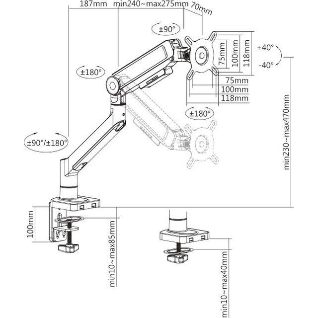 Кронштейн для мониторов Ultramounts UM732BR, черный Кронштейн для мониторов Ultramounts UM732BR, черный