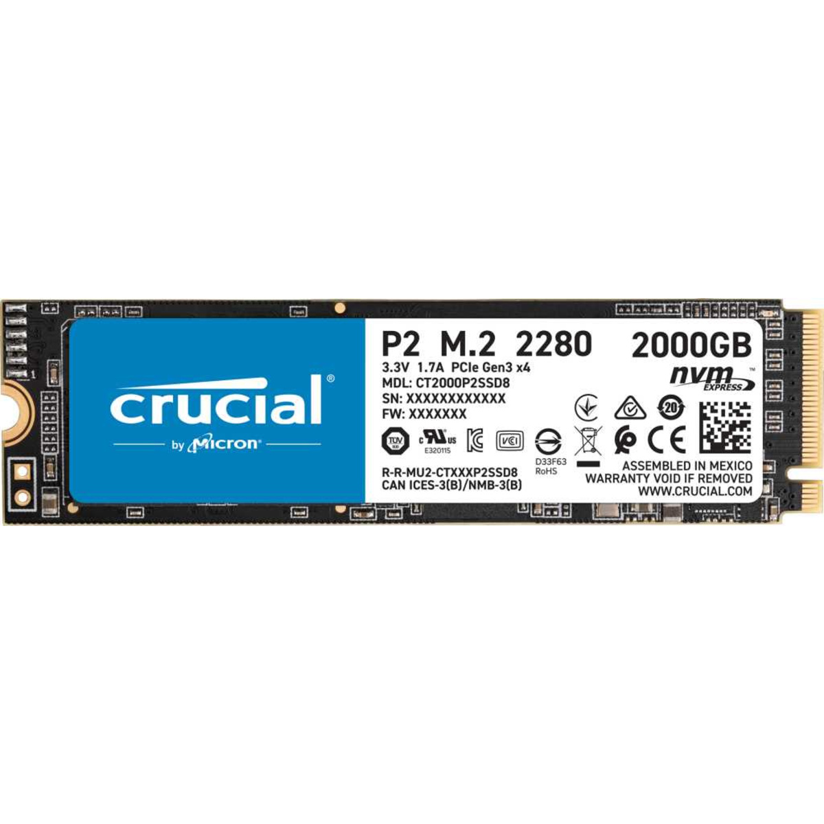 Накопитель SSD Crucial PCI-E 3.0 x4 2Tb CT2000P2SSD8