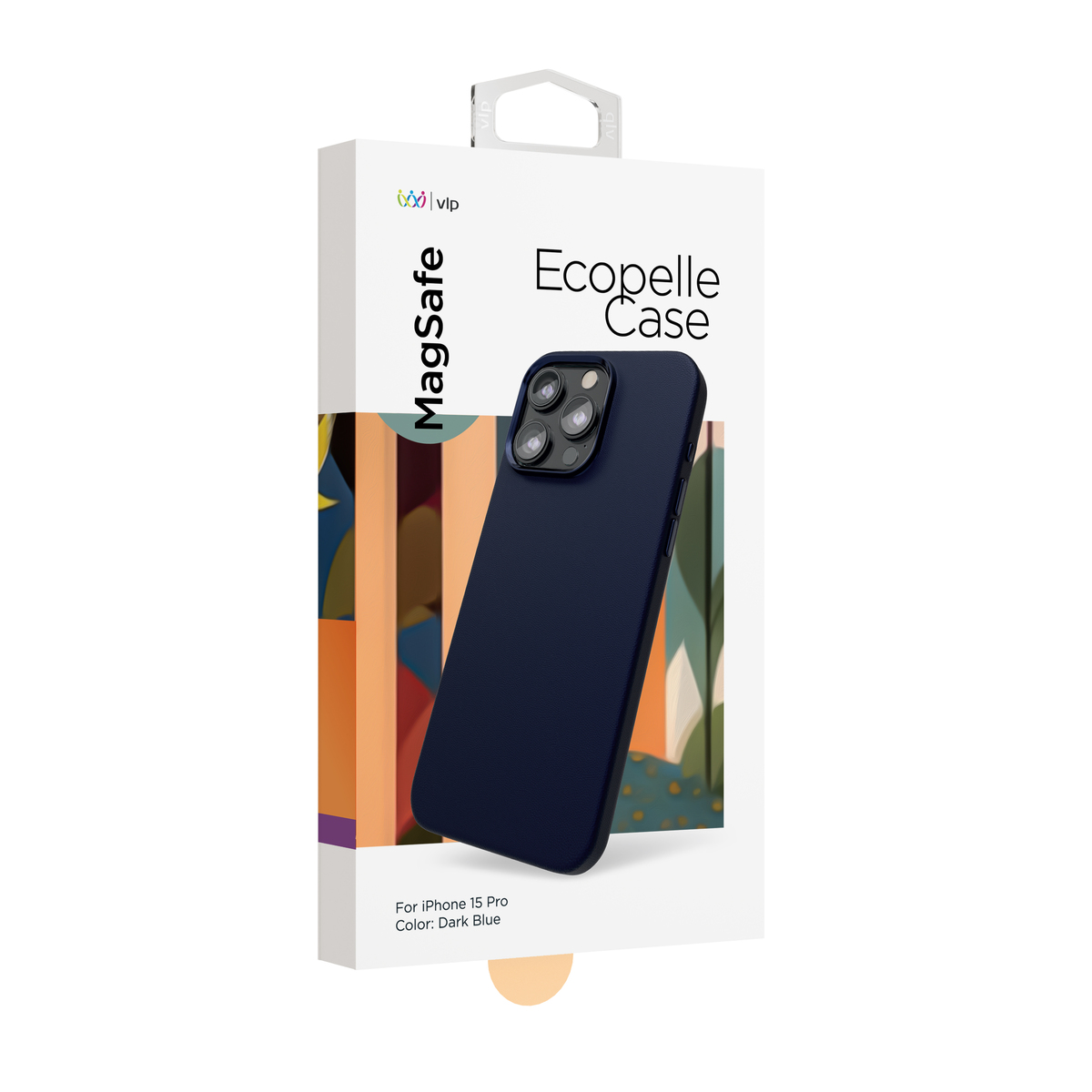 Чехол-накладка VLP Ecopelle Case with MagSafe для смартфона Apple iPhone 15 Pro (Цвет: Dark Blue)