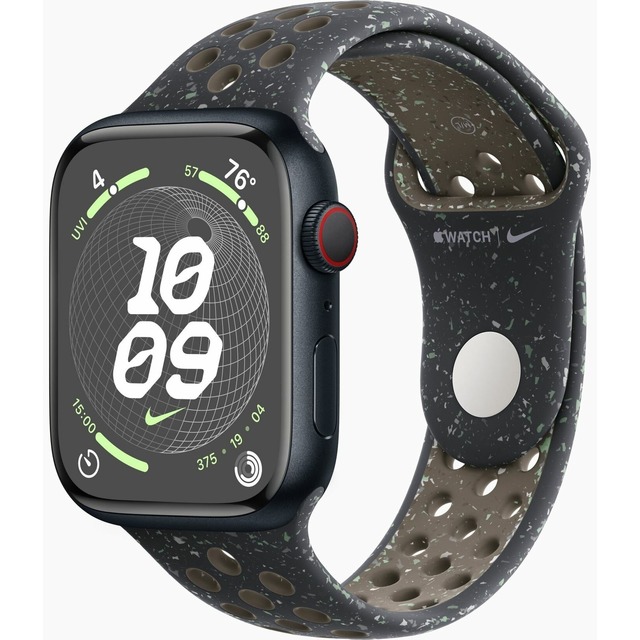 Умные часы Apple Watch Series 9 45mm Aluminum Case with Nike Sport Band M / L (Цвет: Midnight / Midnight Sky)