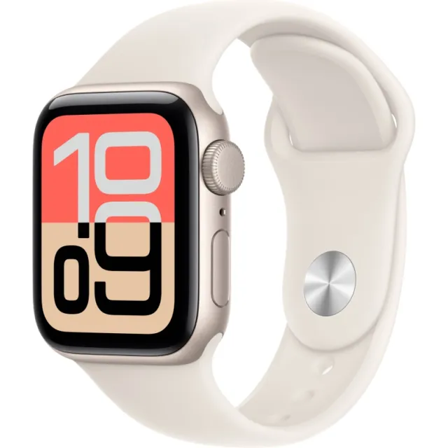 Умные часы Apple Watch SE 3 (2026) 40 mm Starlight Aluminum Starlight Sand Sport Band S/M (MJKR4)