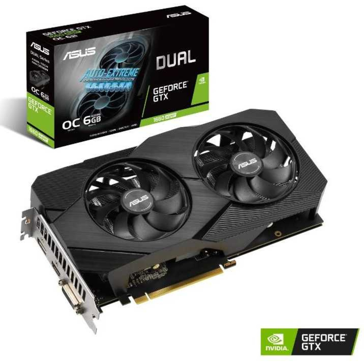 Видеокарта Asus DUAL GeForce GTX 1660 SUPER 1530MHz PCI-E 3.0 6144MB 14002MHz 192 bit DVI HDMI DisplayPort HDCP EVO OC