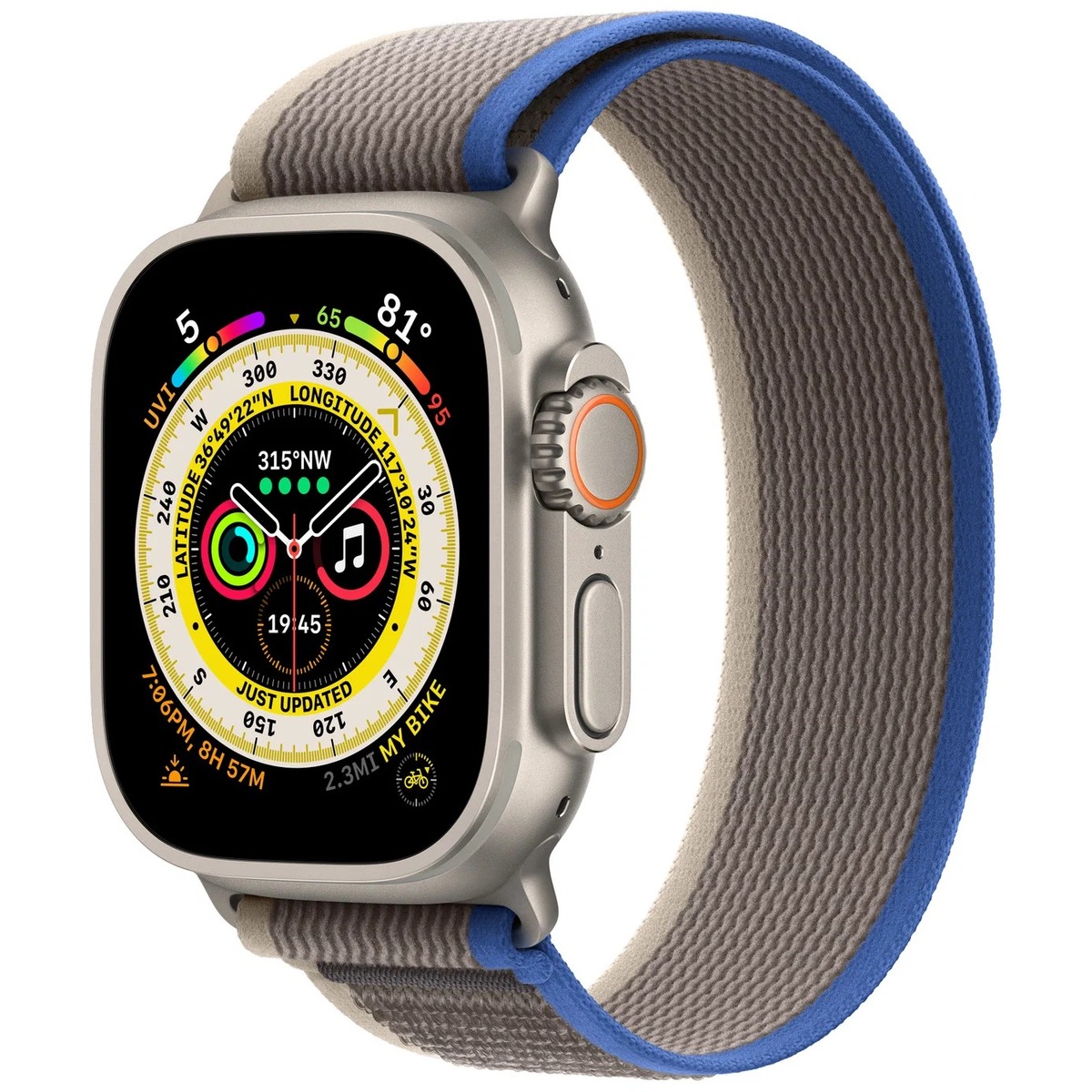 Умные часы Apple Watch Ultra 49mm Titanium Case with Trail Loop M / L (Цвет: Blue / Gray)