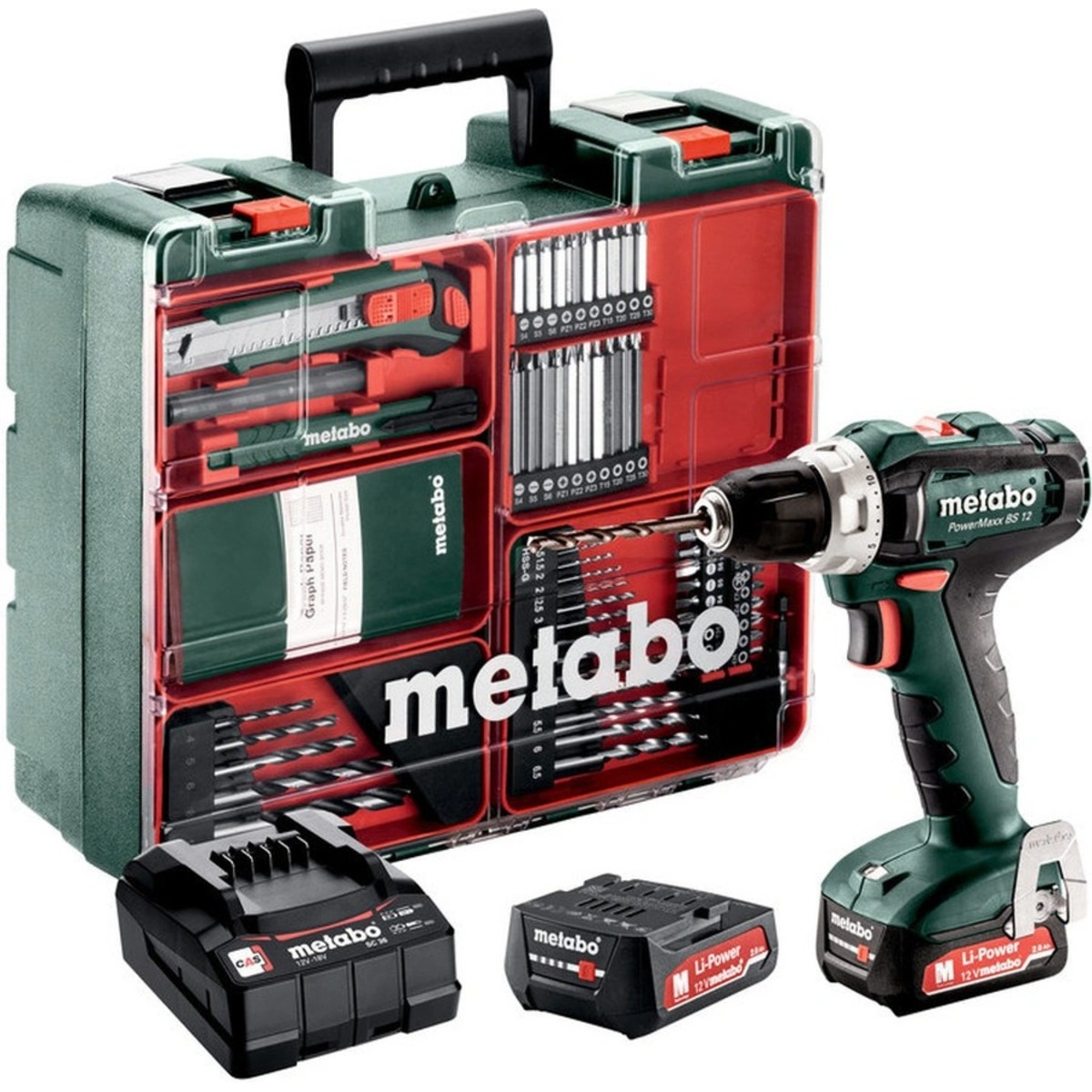 Дрель-шуруповерт Metabo PowerMaxx BS 12 Set (Цвет: Green)