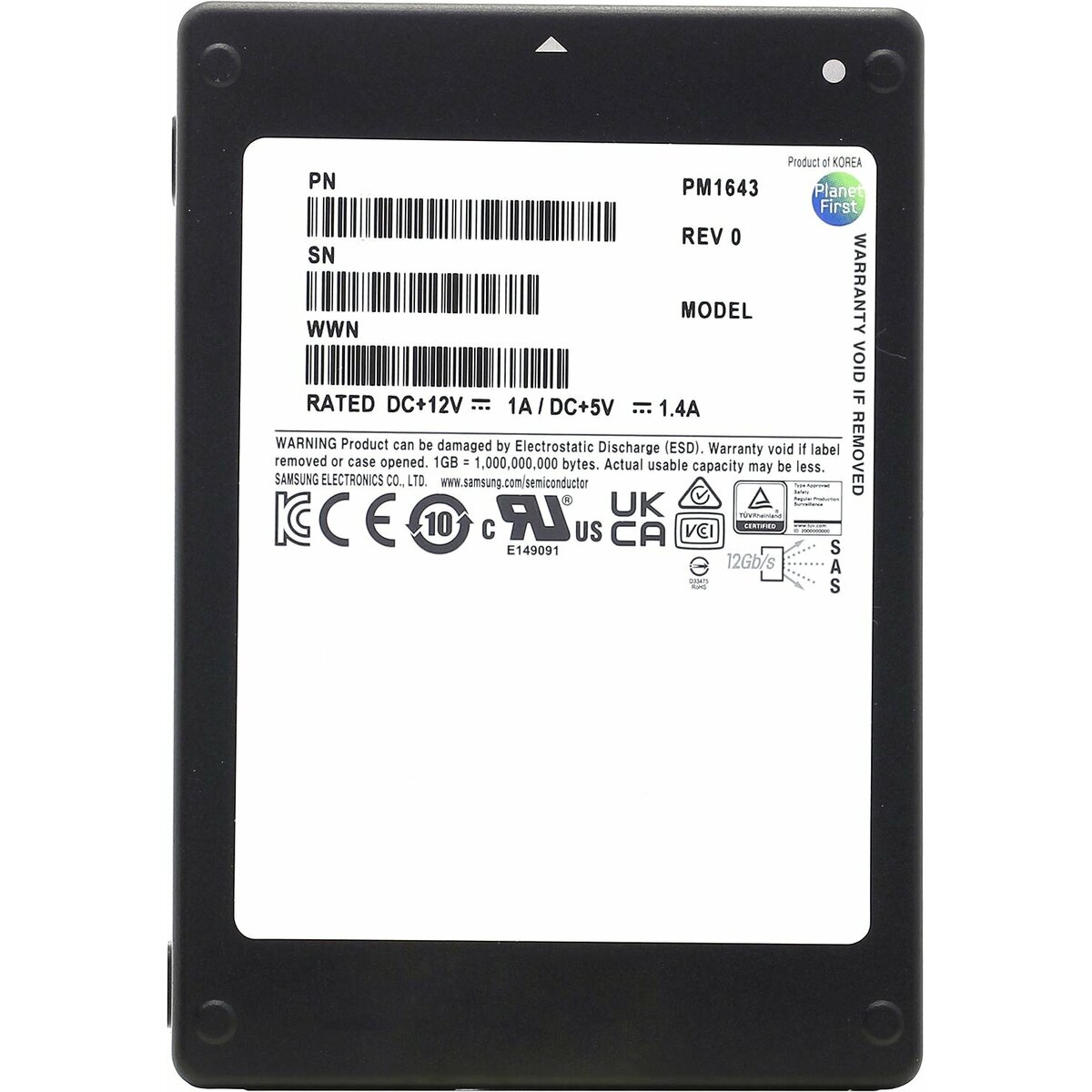 Накопитель SSD Samsung SAS2.5 3.84Tb PM1643a MZILT3T8HBLS-00007