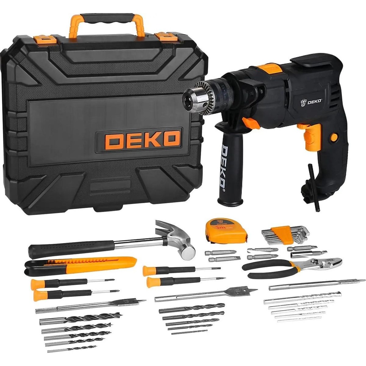 Дрель ударная Deko DKID600W (кейс в комплекте) (Цвет: Black / Orange)