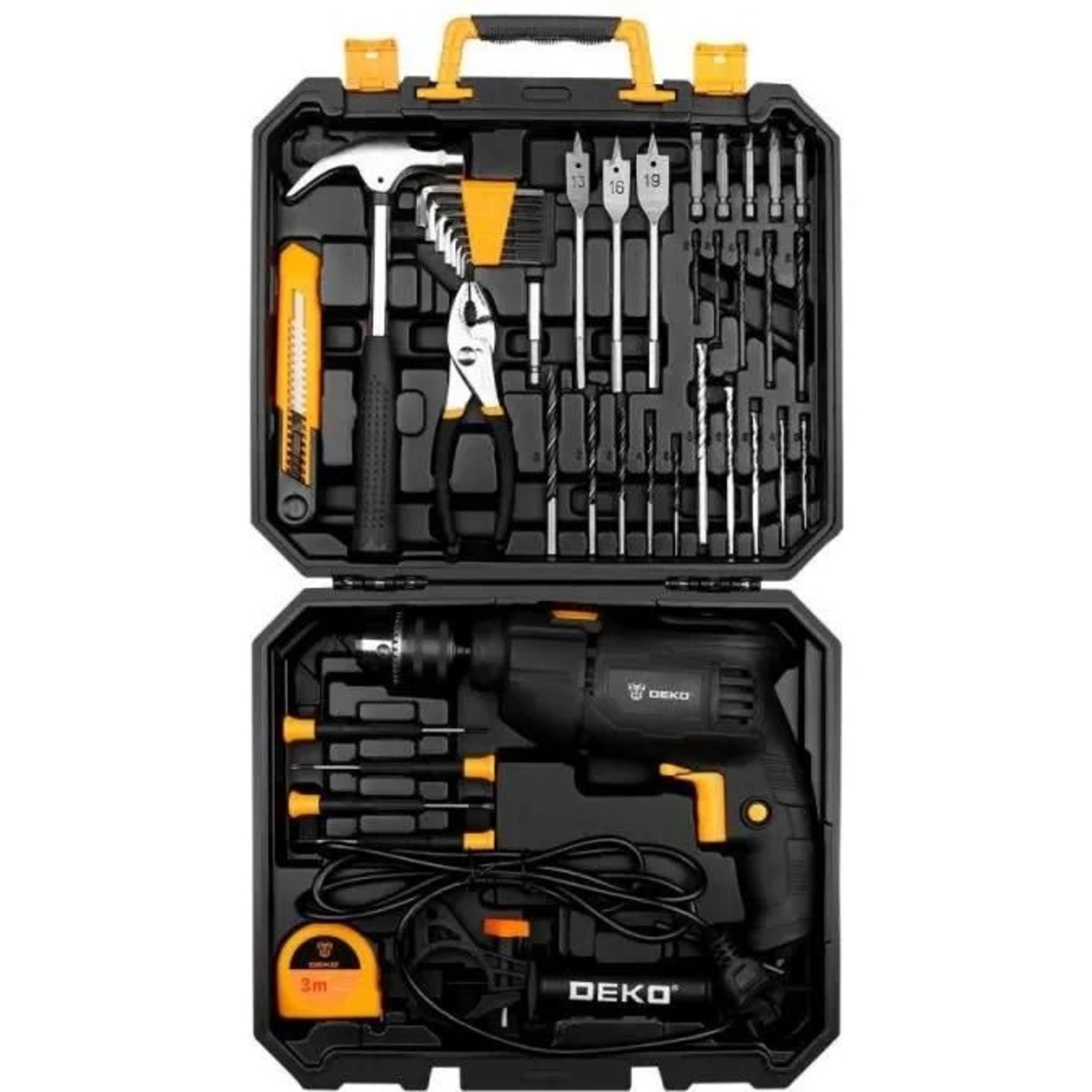 Дрель ударная Deko DKID600W (кейс в комплекте) (Цвет: Black / Orange)
