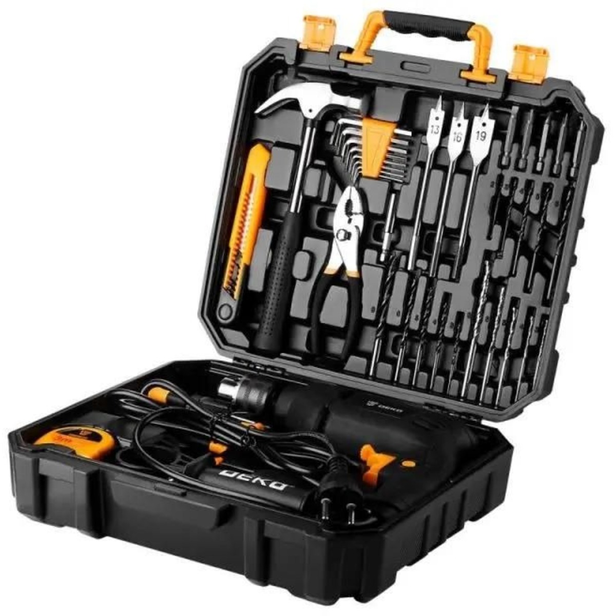 Дрель ударная Deko DKID600W (кейс в комплекте) (Цвет: Black / Orange)