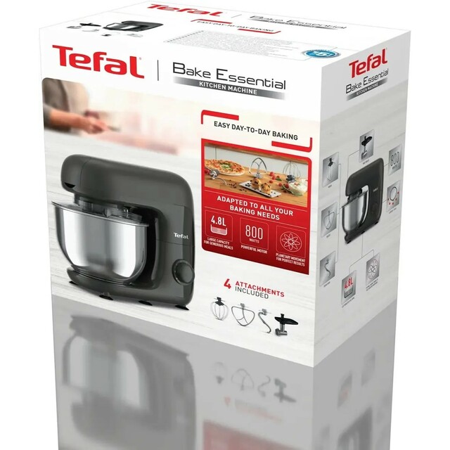 Кухонная машина Tefal Bake Essential QB161H38 (Цвет: Black / Silver) Кухонная машина Tefal Bake Essential QB161H38 (Цвет: Black / Silver)