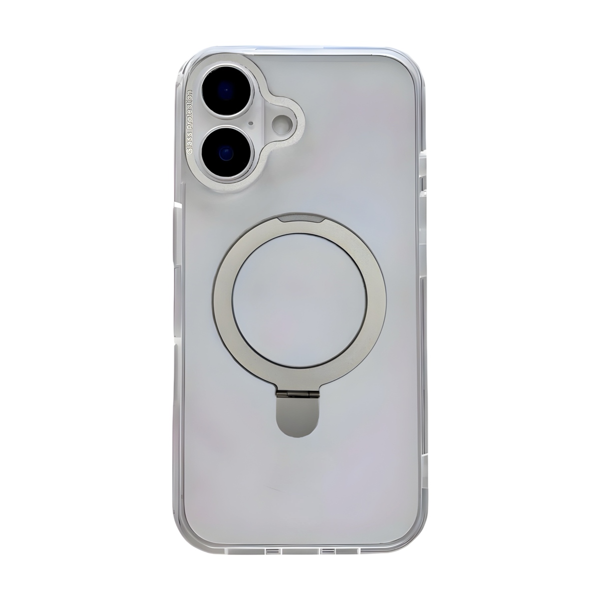 Чехол-накладка Comma Clear Series Metal Anti-Shock Magnetic Case with Bracket для iPhone 16 (Цвет: Silver)