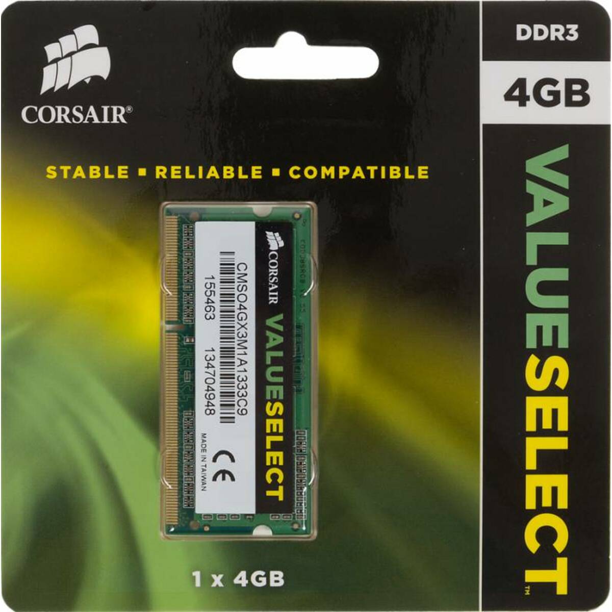 Память DDR3 4Gb 1333MHz Corsair CMSO4GX3M1A1333C9